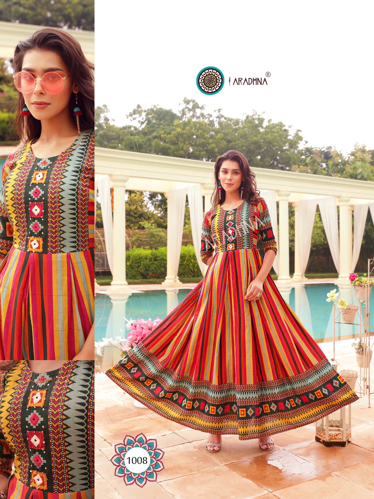 Aradhna Fashion Stripy 1 Heavy Cotton Anarkali Ethnic Wear Stylish Kurti Collection